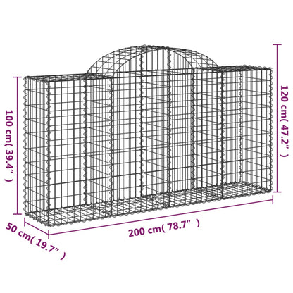 Gabionen Mit Hochbogen 50 Stk 200X50X100/120Cm Verzinktes Eisen
