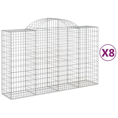 Gabionen Mit Hochbogen 8 Stk. 200X50X120/140Cm Verzinktes Eisen
