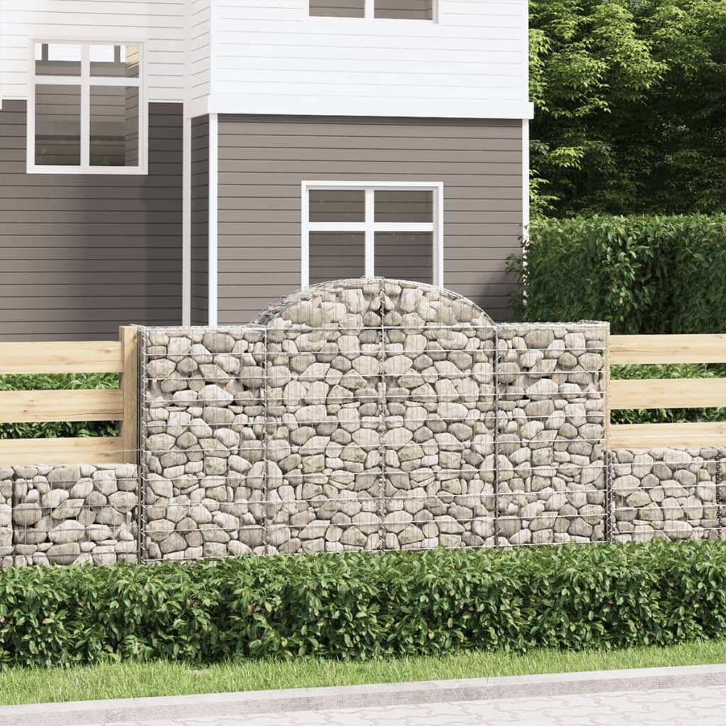 Gabionen Mit Hochbogen 9 Stk. 200X50X120/140Cm Verzinktes Eisen