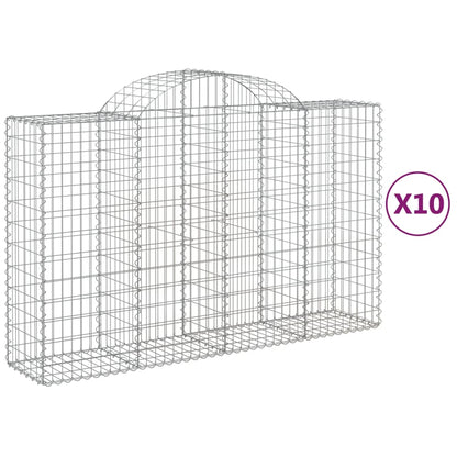 Gabionen Mit Hochbogen 10Stk. 200X50X120/140Cm Verzinktes Eisen