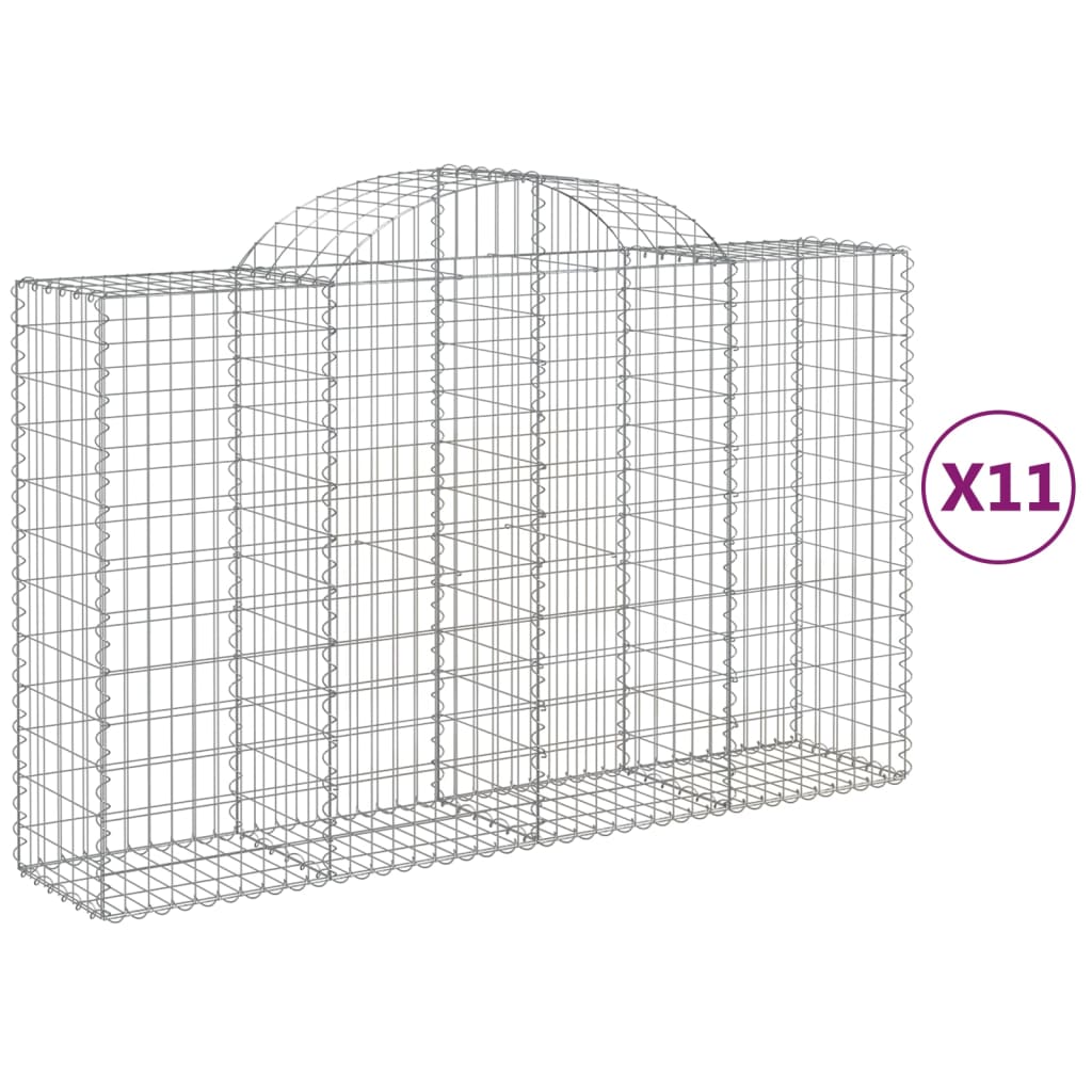 Gabionen Mit Hochbogen 11Stk. 200X50X120/140Cm Verzinktes Eisen