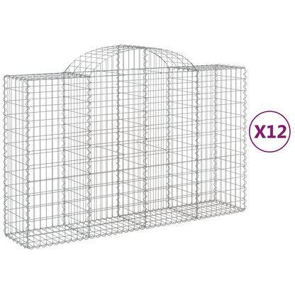 Gabionen Mit Hochbogen 12Stk. 200X50X120/140Cm Verzinktes Eisen