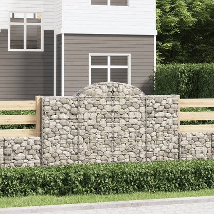 Gabionen Mit Hochbogen 15Stk. 200X50X120/140Cm Verzinktes Eisen