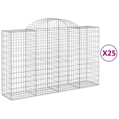 Gabionen Mit Hochbogen 25Stk. 200X50X120/140Cm Verzinktes Eisen