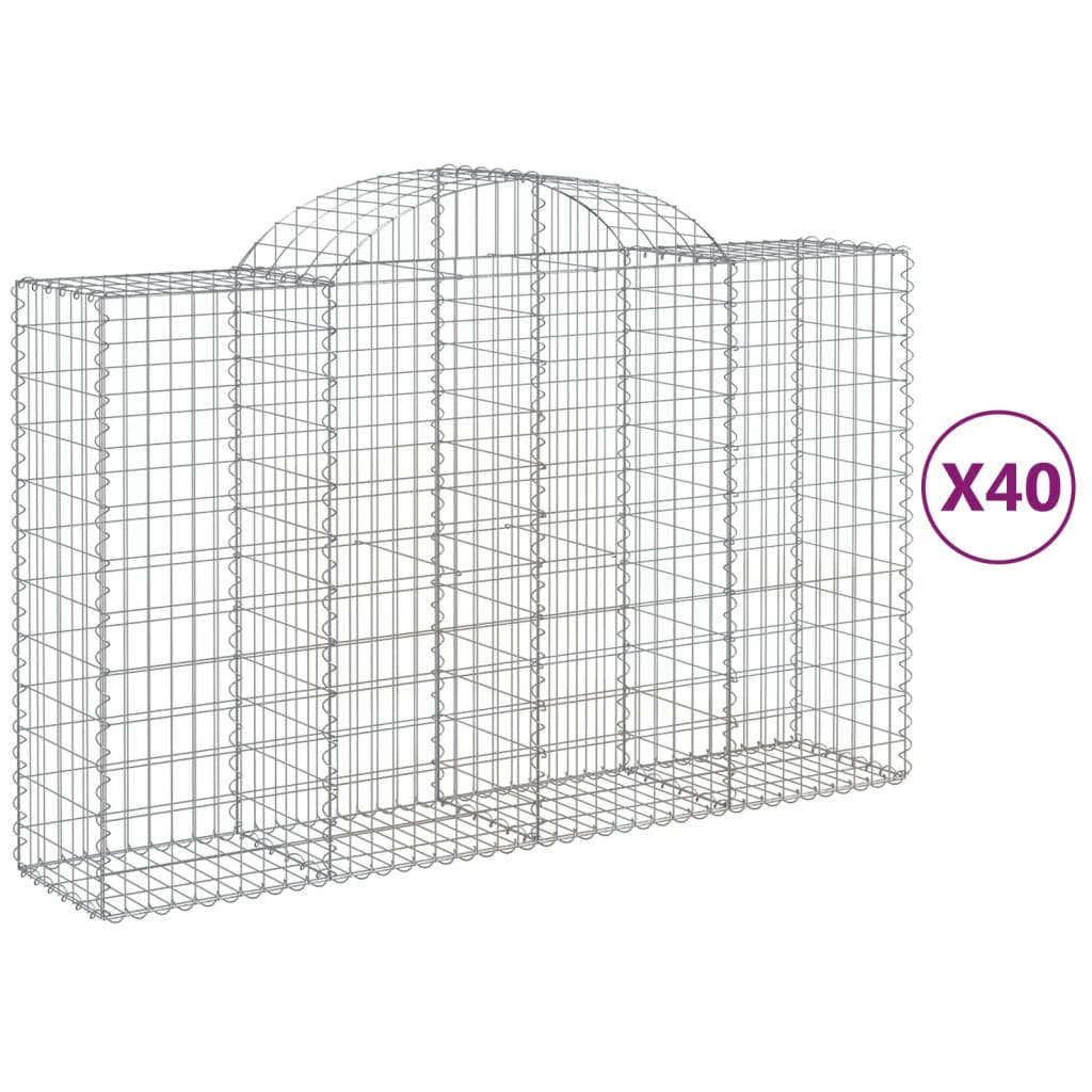 Gabionen Mit Hochbogen 40Stk. 200X50X120/140Cm Verzinktes Eisen