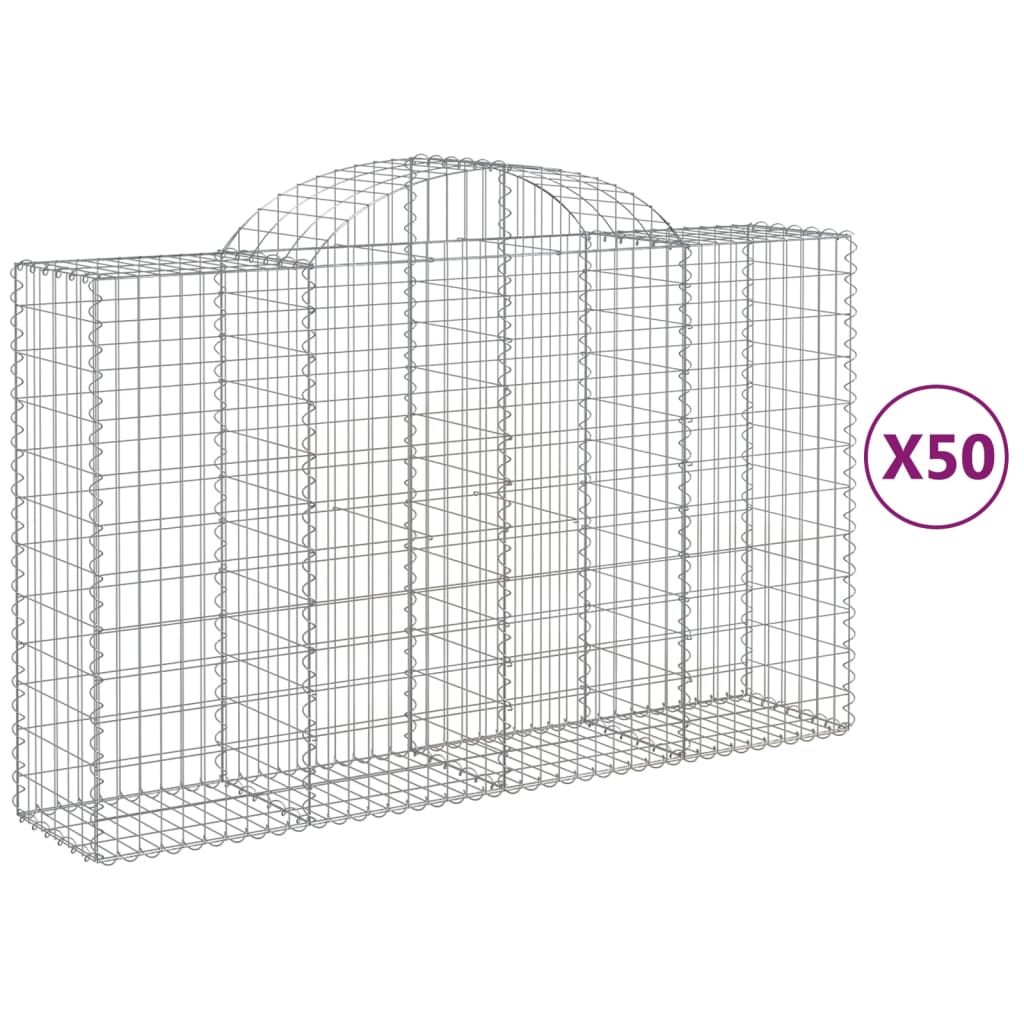 Gabionen Mit Hochbogen 50Stk. 200X50X120/140Cm Verzinktes Eisen