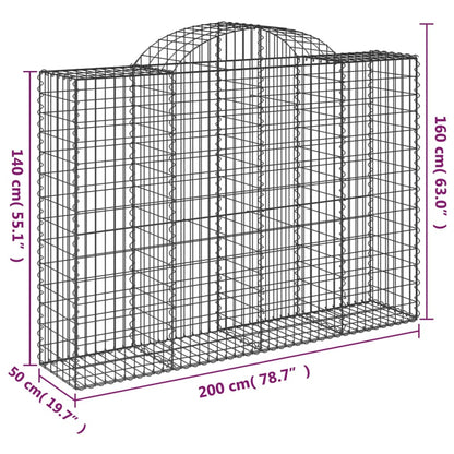 Gabionen Mit Hochbogen 3 Stk. 200X50X140/160Cm Verzinktes Eisen