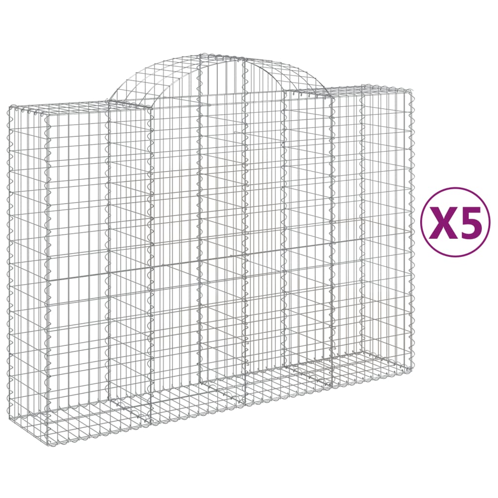 Gabionen Mit Hochbogen 5 Stk. 200X50X140/160Cm Verzinktes Eisen
