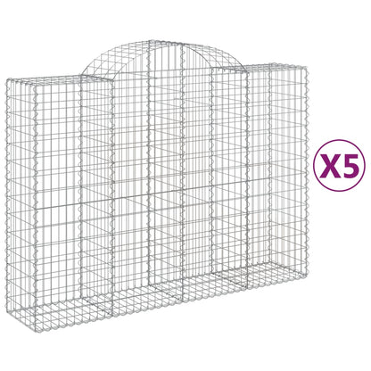 Gabionen Mit Hochbogen 5 Stk. 200X50X140/160Cm Verzinktes Eisen