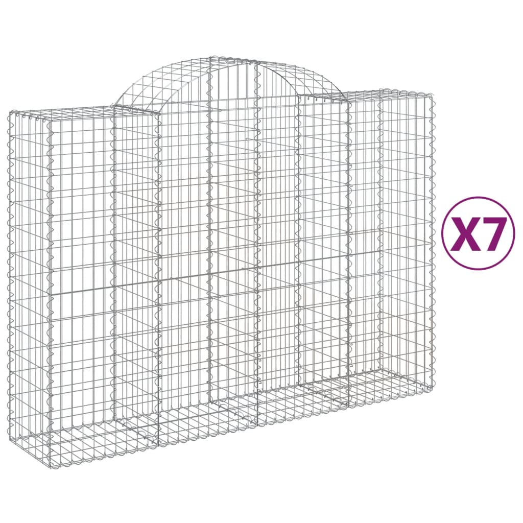 Gabionen Mit Hochbogen 7 Stk. 200X50X140/160Cm Verzinktes Eisen