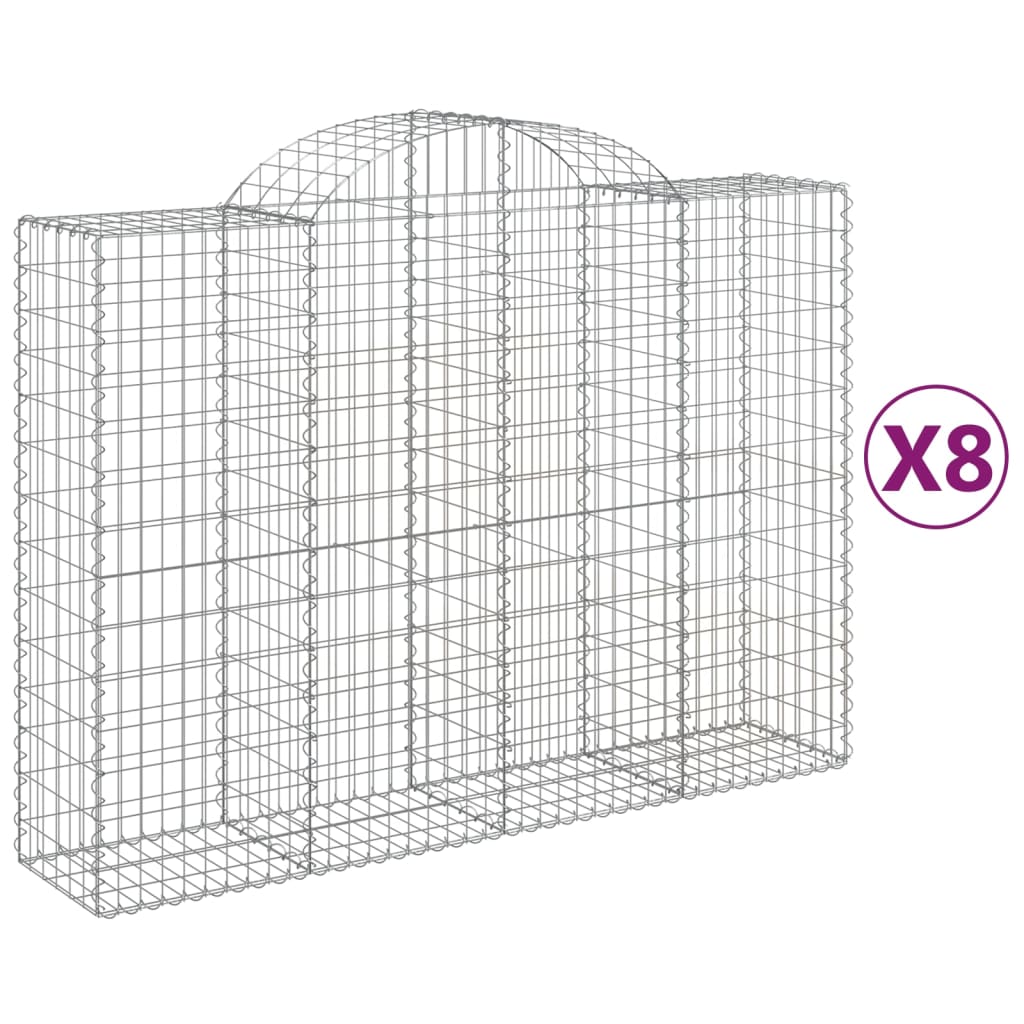 Gabionen Mit Hochbogen 8 Stk. 200X50X140/160Cm Verzinktes Eisen