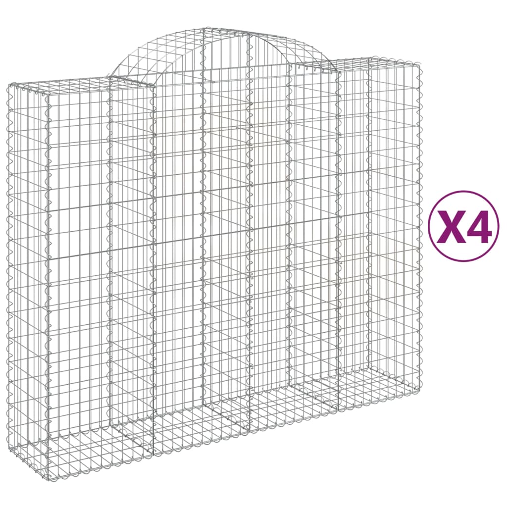 Gabionen Mit Hochbogen 4 Stk. 200X50X160/180Cm Verzinktes Eisen