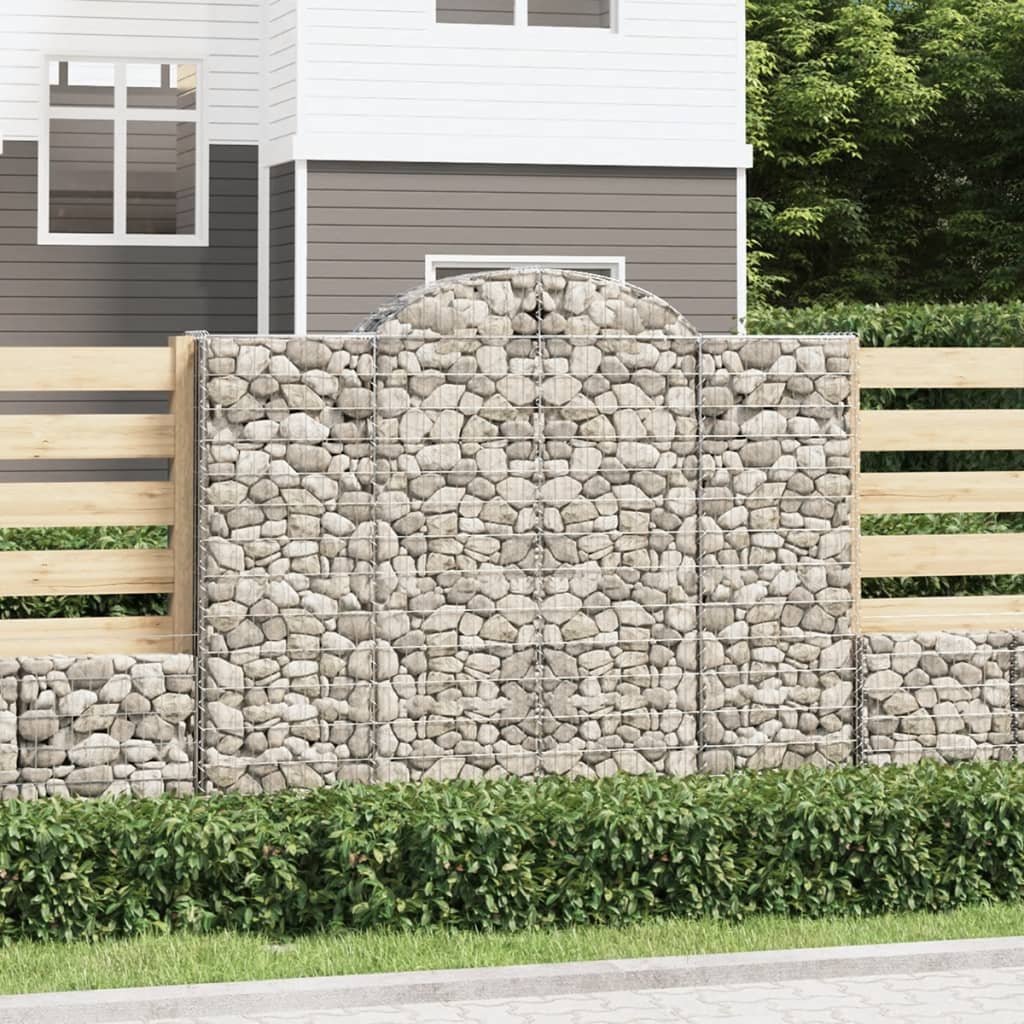 Gabionen Mit Hochbogen 5 Stk. 200X50X160/180Cm Verzinktes Eisen