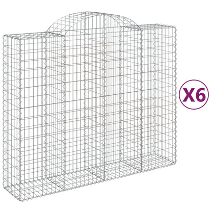 Gabionen Mit Hochbogen 6 Stk. 200X50X160/180Cm Verzinktes Eisen