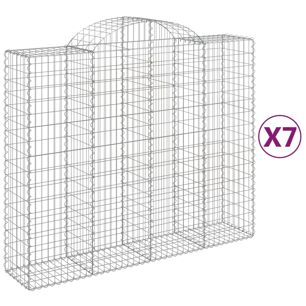 Gabionen Mit Hochbogen 7 Stk. 200X50X160/180Cm Verzinktes Eisen
