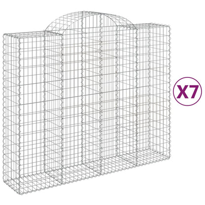 Gabionen Mit Hochbogen 7 Stk. 200X50X160/180Cm Verzinktes Eisen