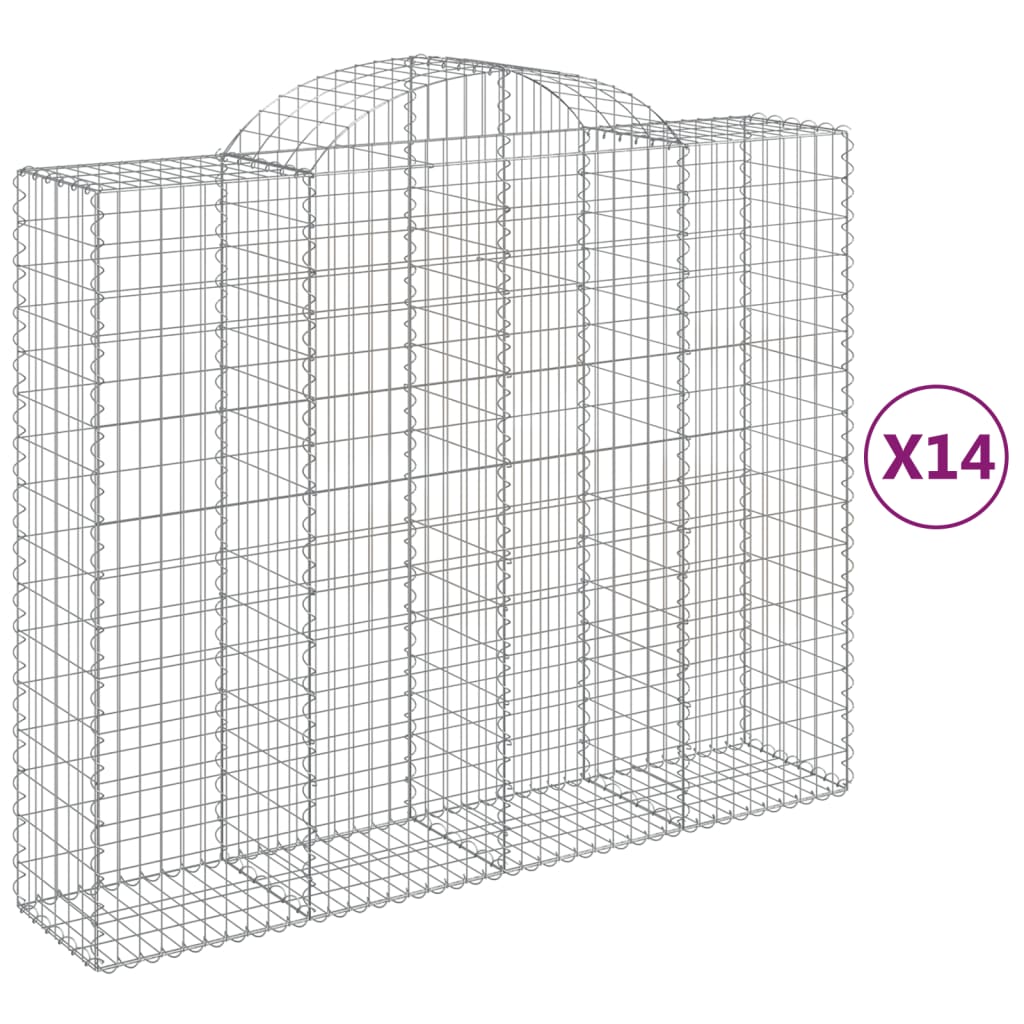Gabionen Mit Hochbogen 14Stk. 200X50X160/180Cm Verzinktes Eisen