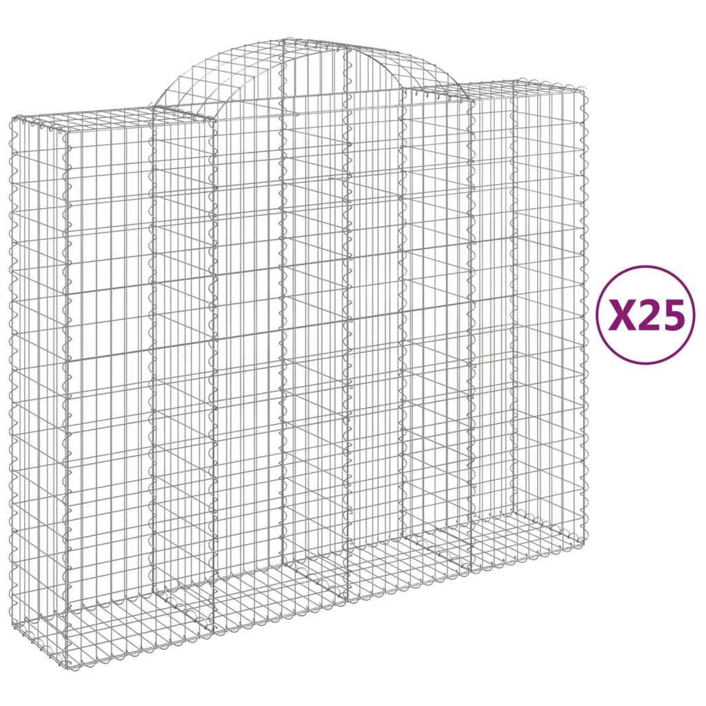 Gabionen Mit Hochbogen 25Stk. 200X50X160/180Cm Verzinktes Eisen
