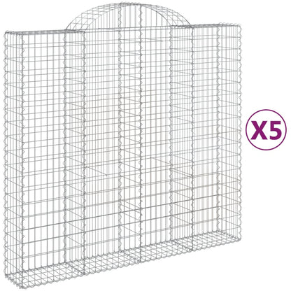 Gabionen Mit Hochbogen 5 Stk. 200X50X180/200Cm Verzinktes Eisen