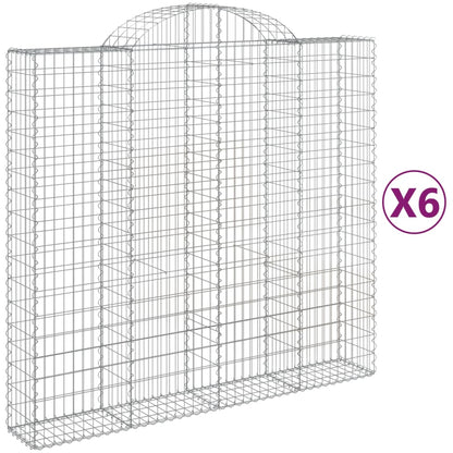 Gabionen Mit Hochbogen 6 Stk. 200X50X180/200Cm Verzinktes Eisen