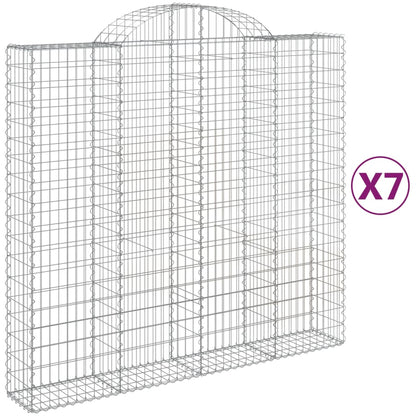 Gabionen Mit Hochbogen 7 Stk. 200X50X180/200Cm Verzinktes Eisen
