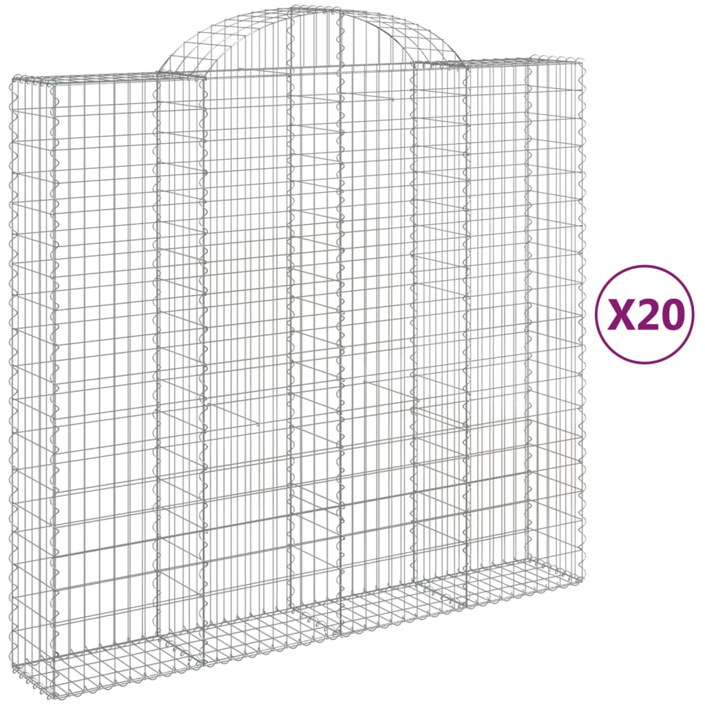 Gabionen Mit Hochbogen 20Stk. 200X50X180/200Cm Verzinktes Eisen