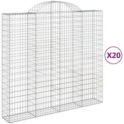 Gabionen Mit Hochbogen 20Stk. 200X50X180/200Cm Verzinktes Eisen