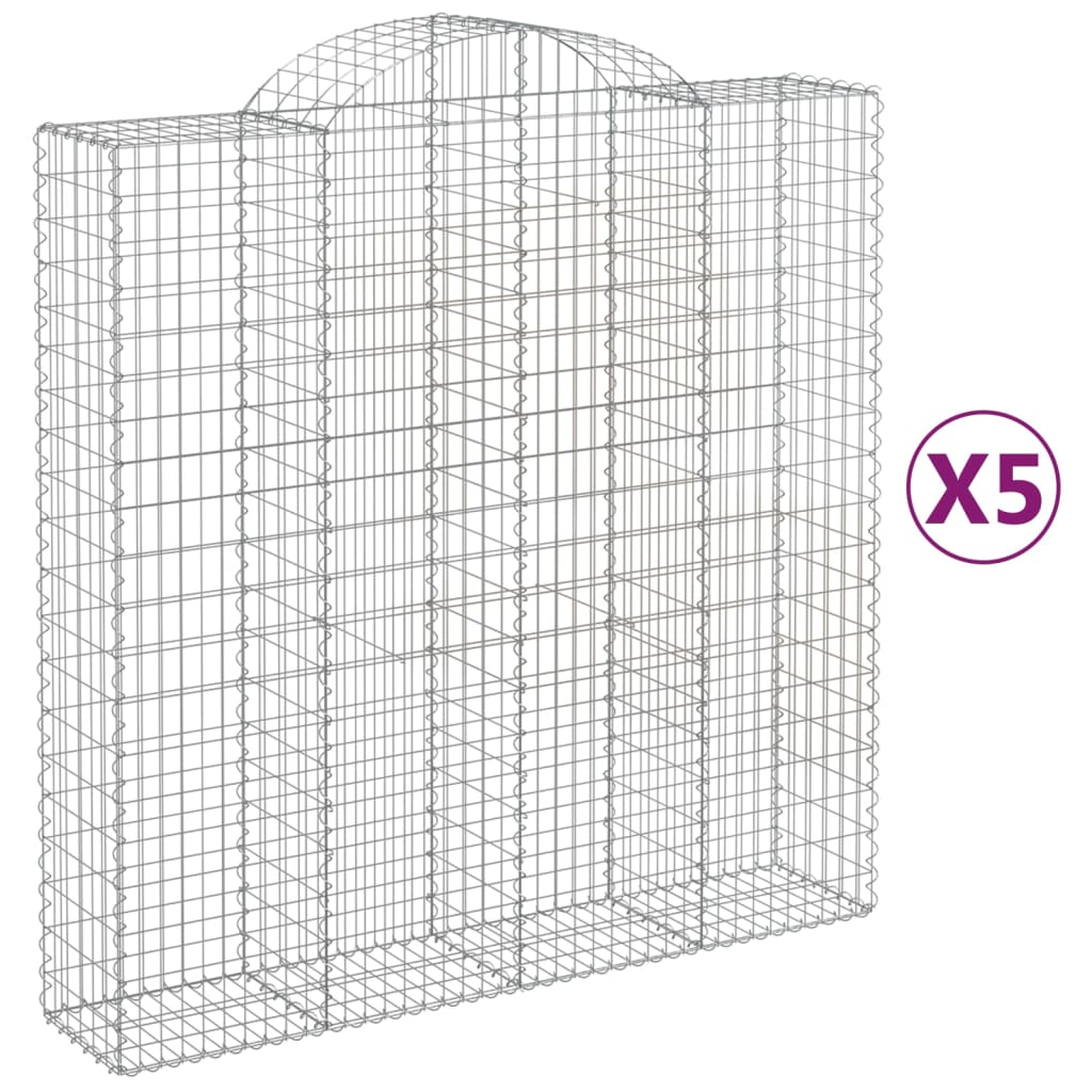 Gabionen Mit Hochbogen 5 Stk. 200X50X200/220Cm Verzinktes Eisen