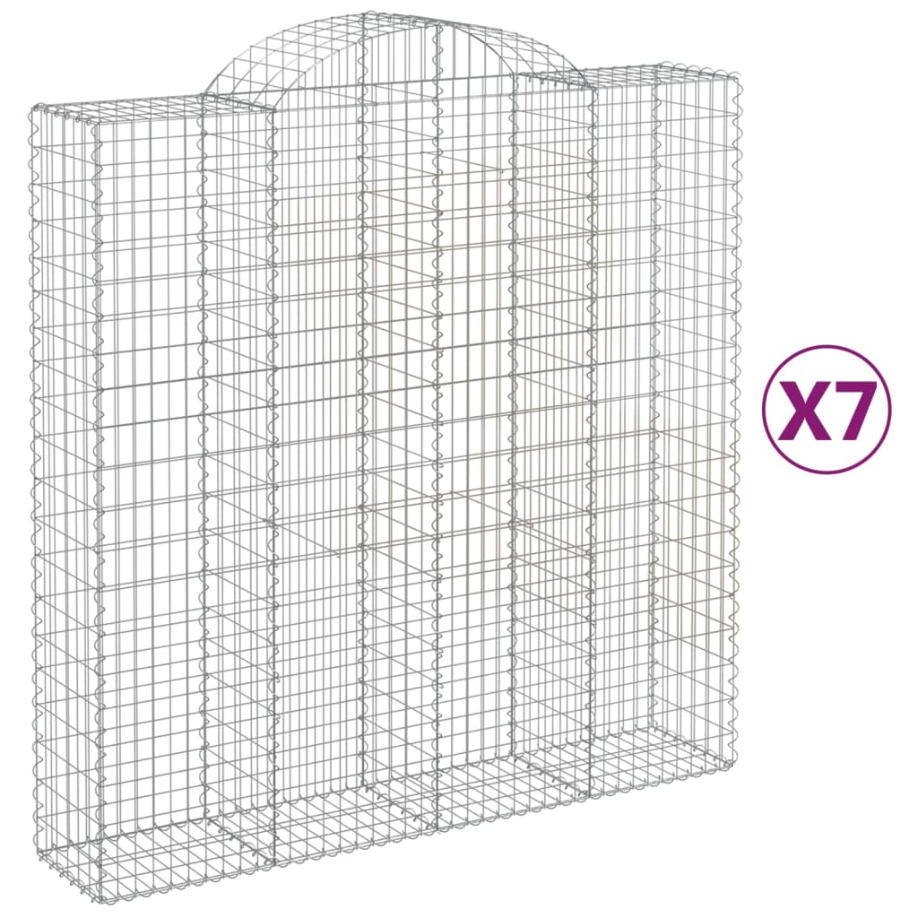 Gabionen Mit Hochbogen 7 Stk. 200X50X200/220Cm Verzinktes Eisen