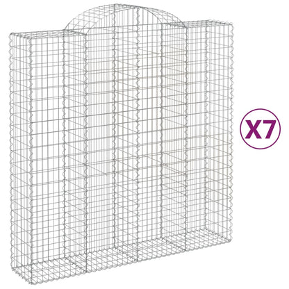 Gabionen Mit Hochbogen 7 Stk. 200X50X200/220Cm Verzinktes Eisen