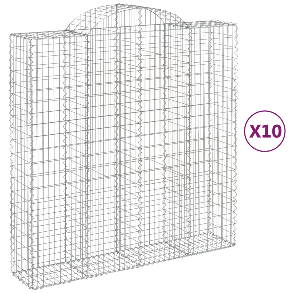 Gabionen Mit Hochbogen 10Stk. 200X50X200/220Cm Verzinktes Eisen