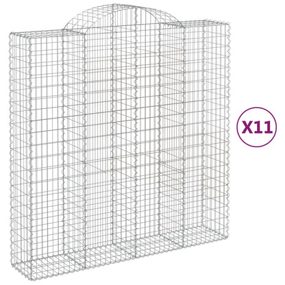 Gabionen Mit Hochbogen 11Stk. 200X50X200/220Cm Verzinktes Eisen