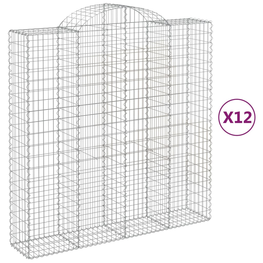 Gabionen Mit Hochbogen 12Stk. 200X50X200/220Cm Verzinktes Eisen