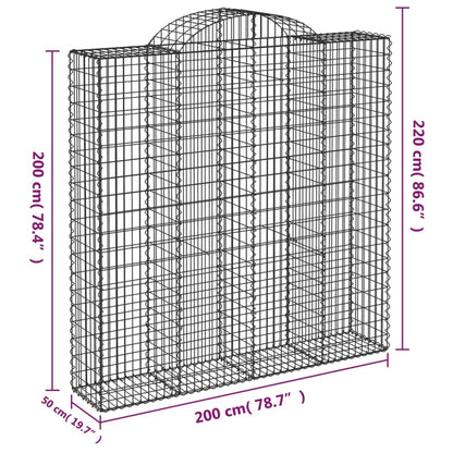 Gabionen Mit Hochbogen 12Stk. 200X50X200/220Cm Verzinktes Eisen