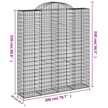 Gabionen Mit Hochbogen 3 Stk. 200X50X220/240Cm Verzinktes Eisen