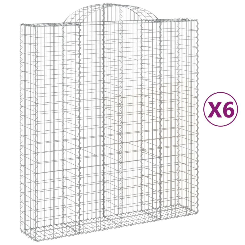 Gabionen Mit Hochbogen 6 Stk. 200X50X220/240Cm Verzinktes Eisen