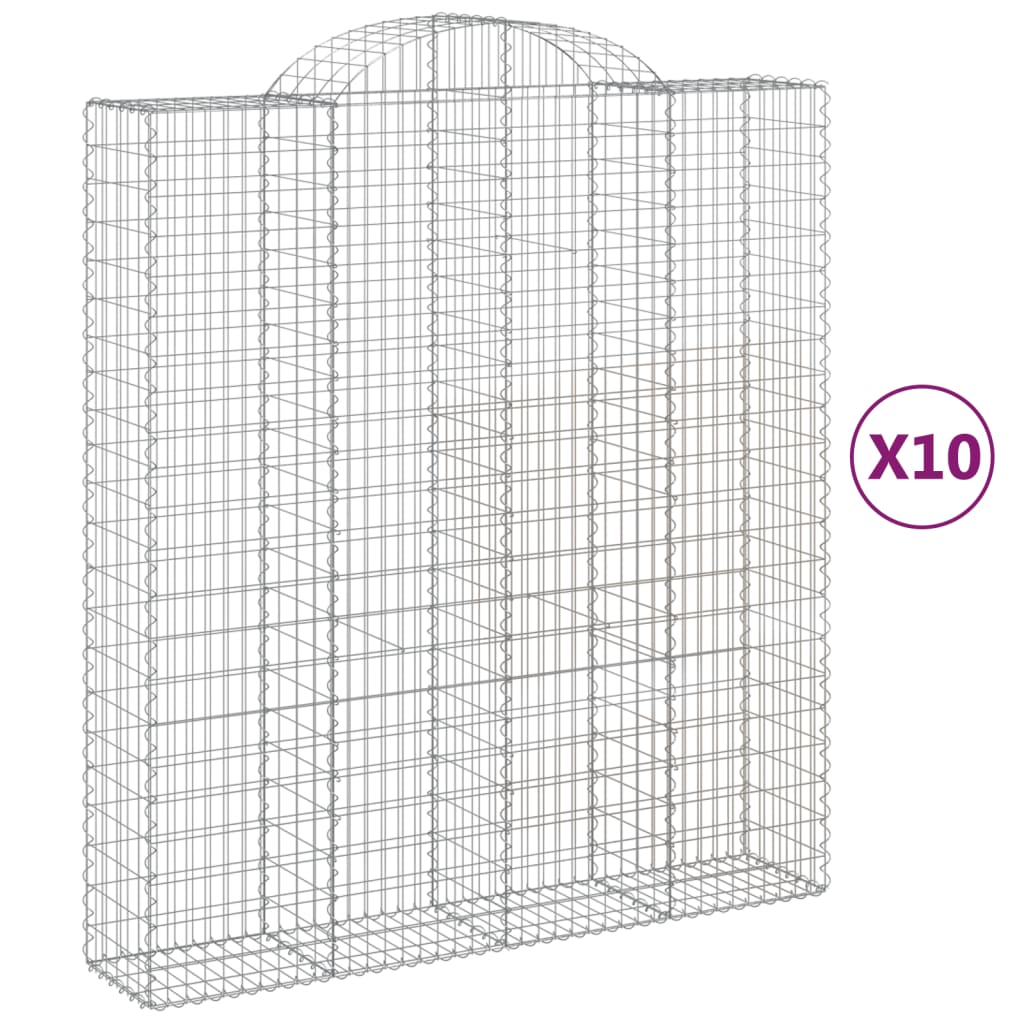 Gabionen Mit Hochbogen 10Stk. 200X50X220/240Cm Verzinktes Eisen