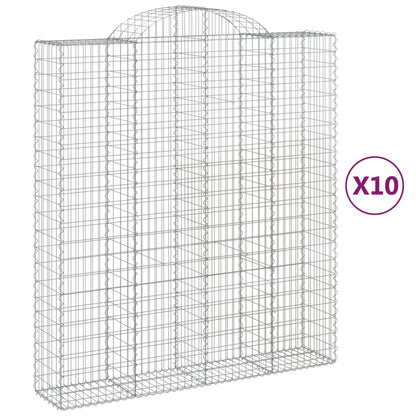 Gabionen Mit Hochbogen 10Stk. 200X50X220/240Cm Verzinktes Eisen