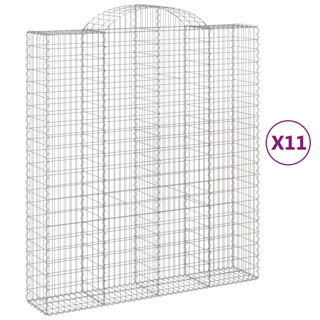 Gabionen Mit Hochbogen 11Stk. 200X50X220/240Cm Verzinktes Eisen
