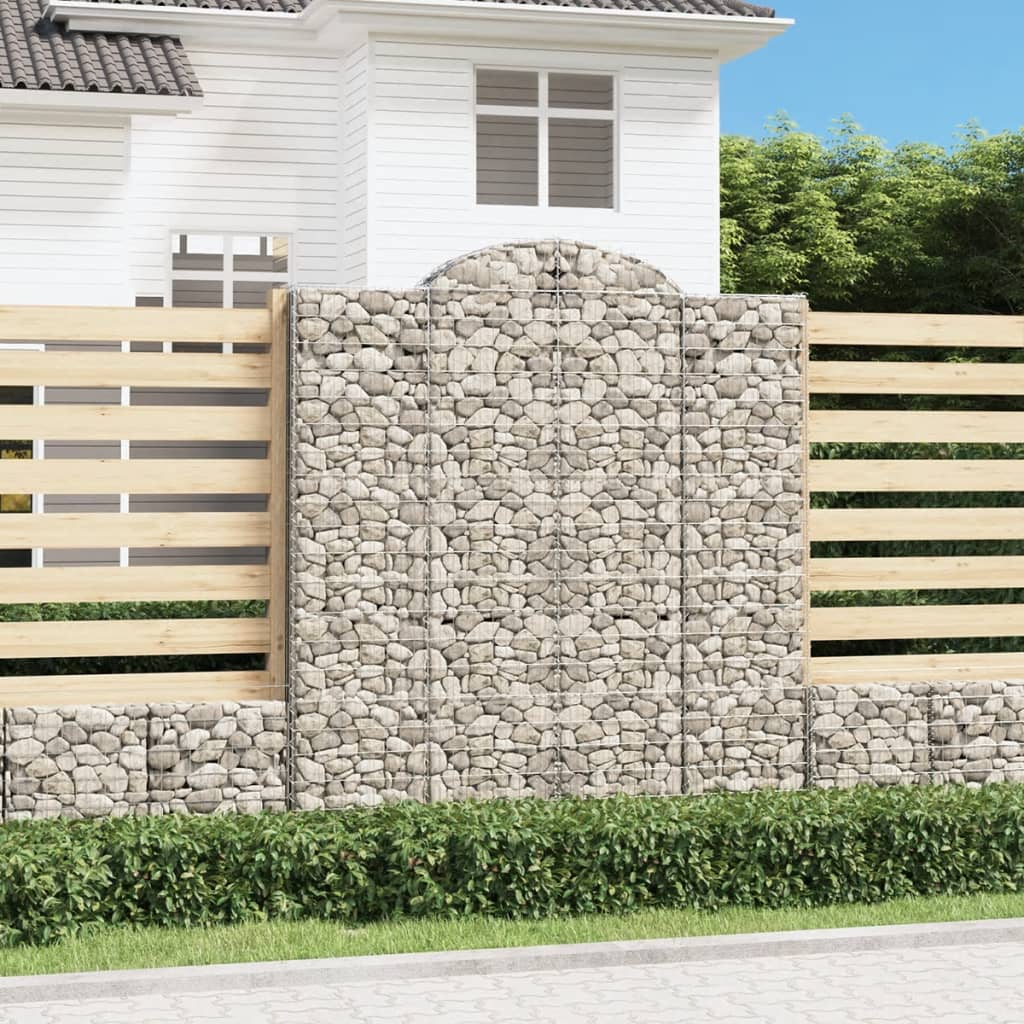 Gabionen Mit Hochbogen 11Stk. 200X50X220/240Cm Verzinktes Eisen