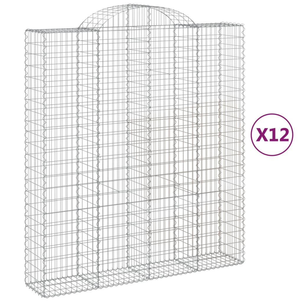 Gabionen Mit Hochbogen 12Stk. 200X50X220/240Cm Verzinktes Eisen