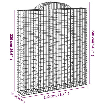 Gabionen Mit Hochbogen 13Stk. 200X50X220/240Cm Verzinktes Eisen