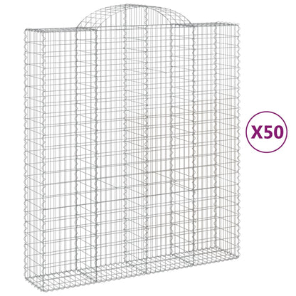 Gabionen Mit Hochbogen 50Stk. 200X50X220/240Cm Verzinktes Eisen