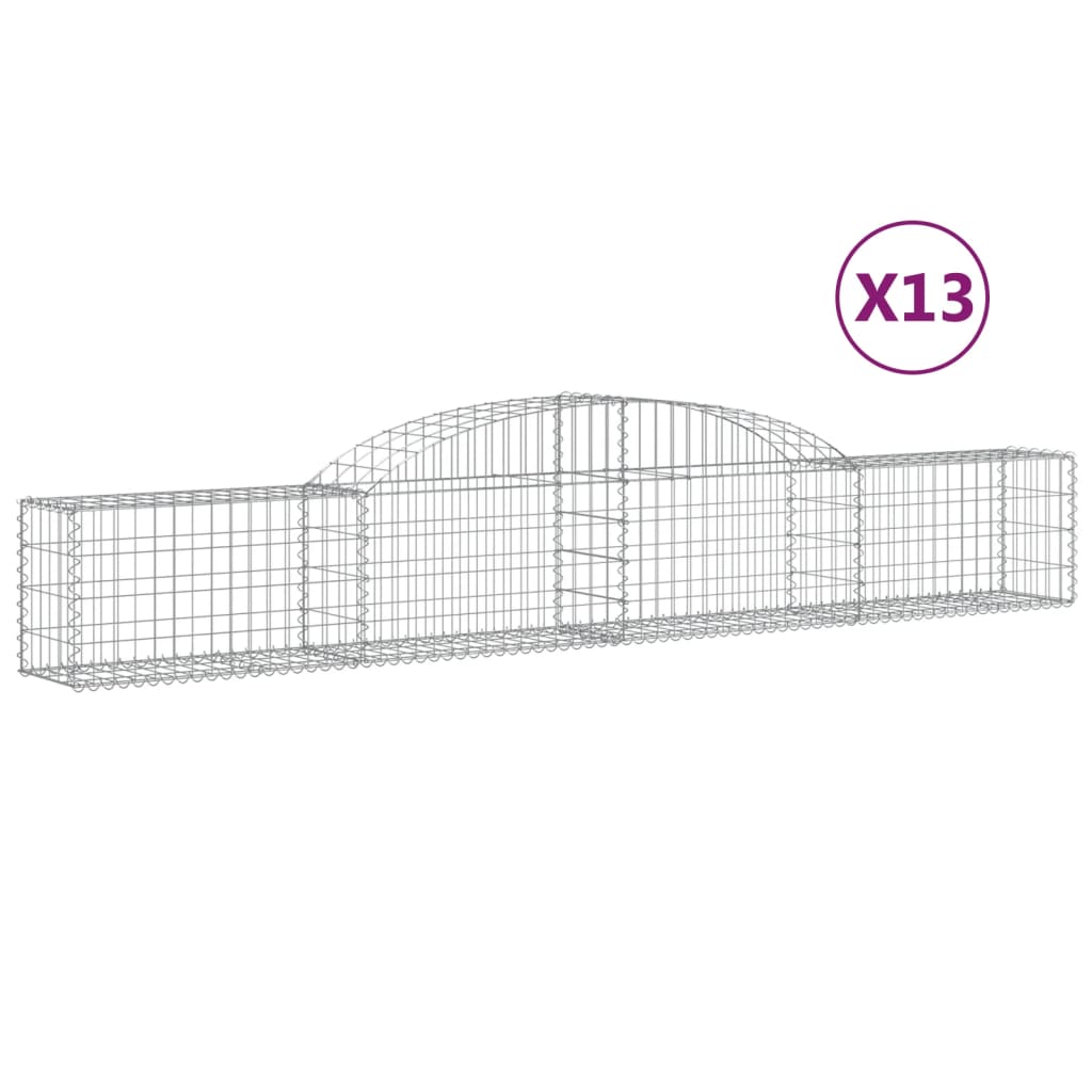 Gabionen Mit Hochbogen 13 Stk. 300X30X40/60 Cm Verzinktes Eisen