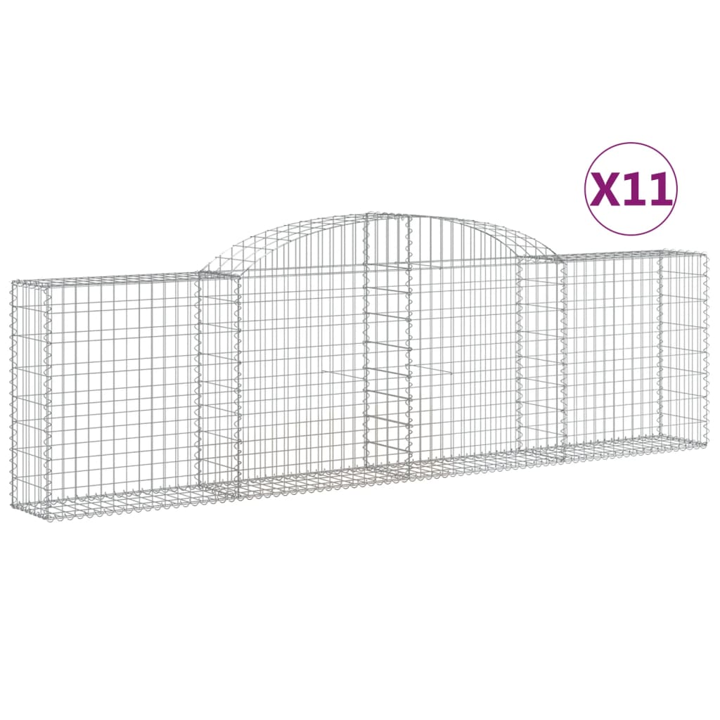 Gabionen Mit Hochbogen 11 Stk. 300X30X80/100Cm Verzinktes Eisen