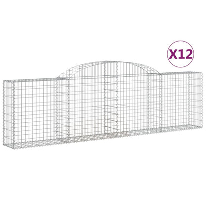 Gabionen Mit Hochbogen 12 Stk. 300X30X80/100Cm Verzinktes Eisen