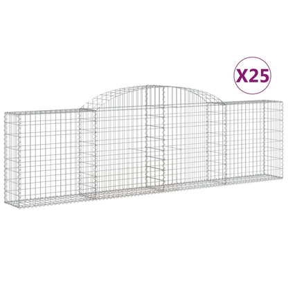 Gabionen Mit Hochbogen 25 Stk. 300X30X80/100Cm Verzinktes Eisen