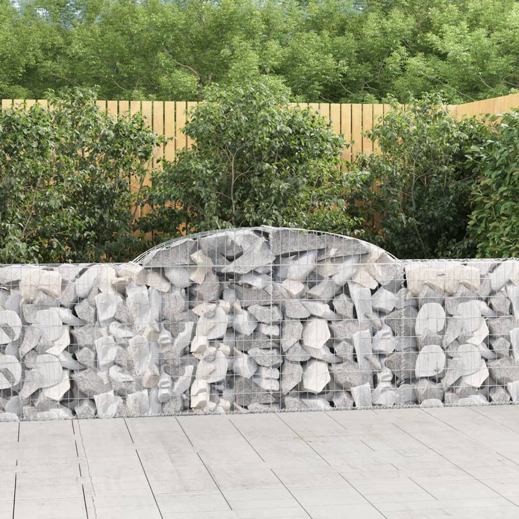 Gabionen Mit Hochbogen 25 Stk. 300X30X80/100Cm Verzinktes Eisen