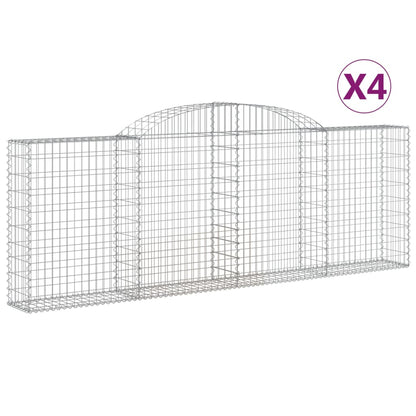 Gabionen Mit Hochbogen 4 Stk. 300X30X100/120Cm Verzinktes Eisen