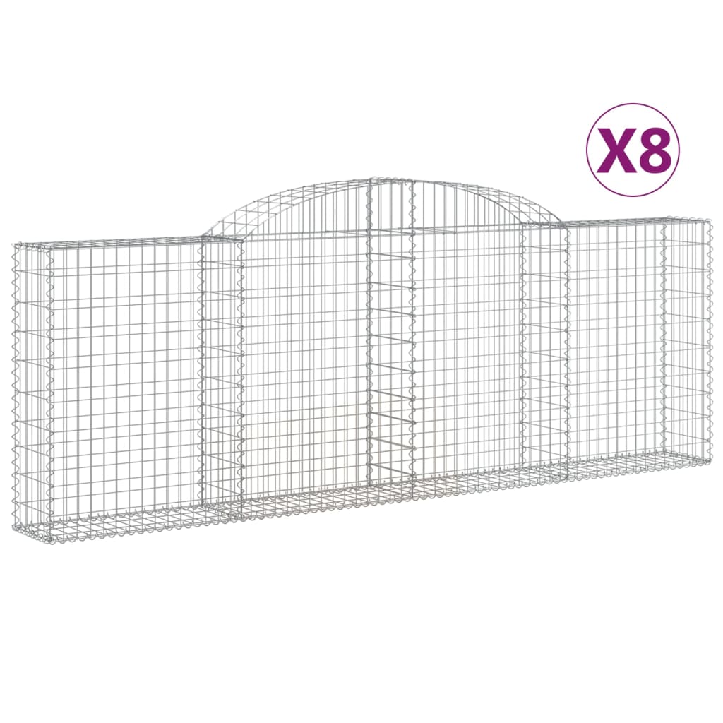 Gabionen Mit Hochbogen 8 Stk. 300X30X100/120Cm Verzinktes Eisen